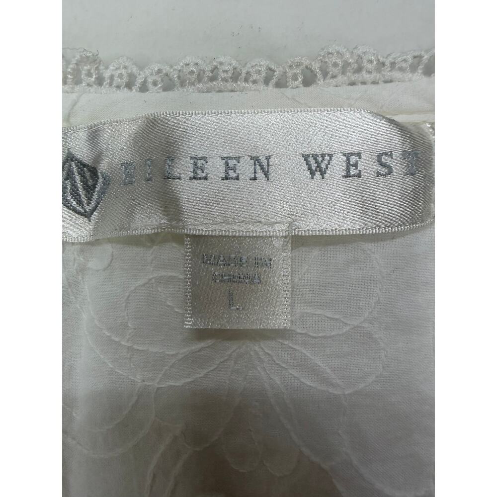 Eileen West White Cotton Long Sleeve Nightgown Size Large Nap Dress - Picture 5 of 9